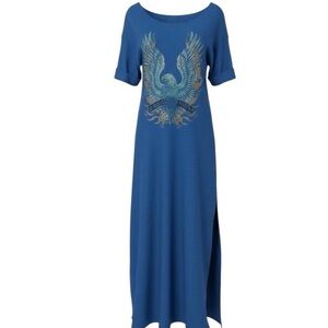 Free People x VINTAGE SOULS Eagle Maxi Top / Dress - Rare Color Blue small